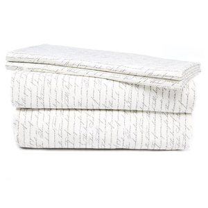 Living Colors 320 Thread Count All-Cotton 4-Piece Sheet Set Sz King Gray & Ivory